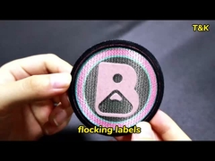 Tatami Fabric Flocking Effect Embroidery Patch Back untuk Label Pakaian
