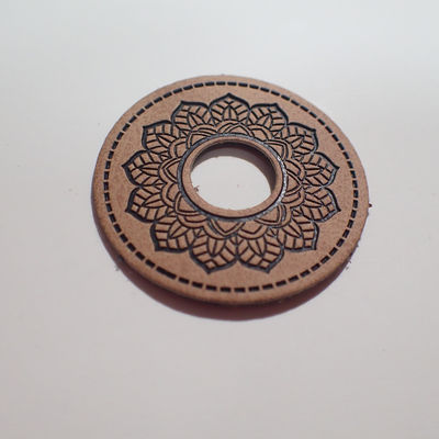 Embossed Brown Jean Leather Patch Black Logo Label For Clothes