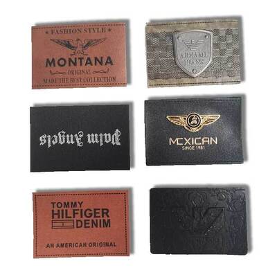 Black Sliver Clothes PU Leather Label Custom Jeans Metal Logos Sewing Label Patches for Handbag Garment Metal Labels Free Sample