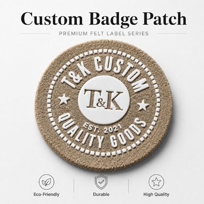 Patch Logo Silikon 3D Kustom dengan Dasar Kain Rami Alami untuk Merek Pakaian
