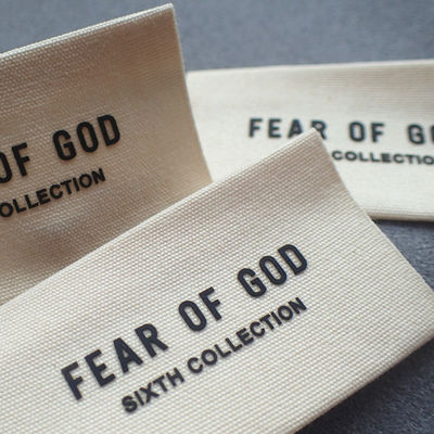 Kain Katun Sutra Putih Alami Label Tenunan Pabrik Patch Silikon