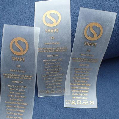 Label Pakaian Sablon TPU Transparan yang Dapat Dicuci BV
